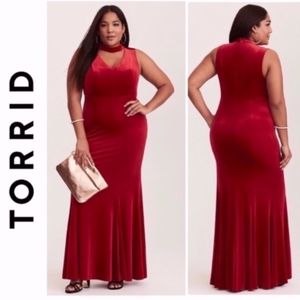 Torrid Red Velvet Gown Mermaid Plus Size Dress